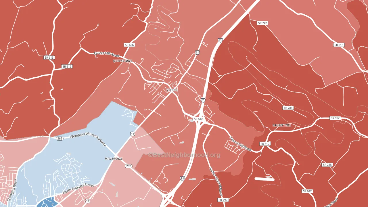 Verona, VA block-group political-lean map