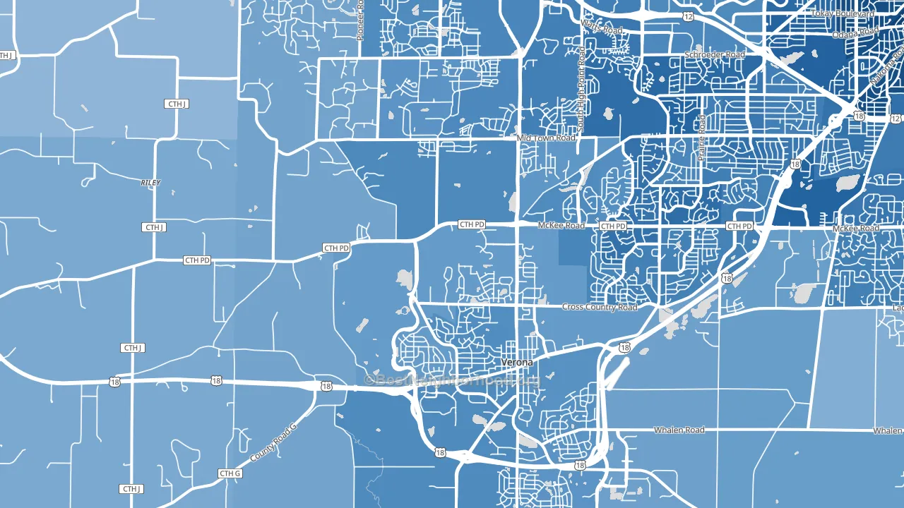 Verona, WI block-group political-lean map