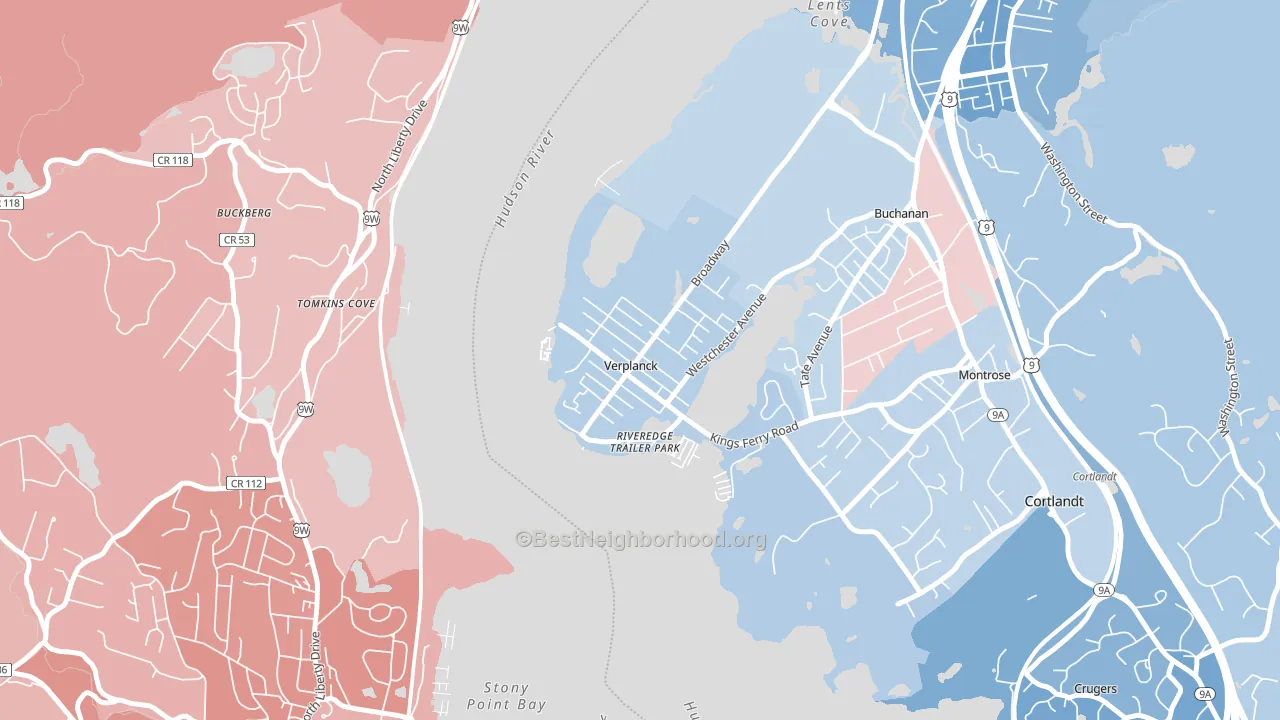 Verplanck, NY block-group political-lean map