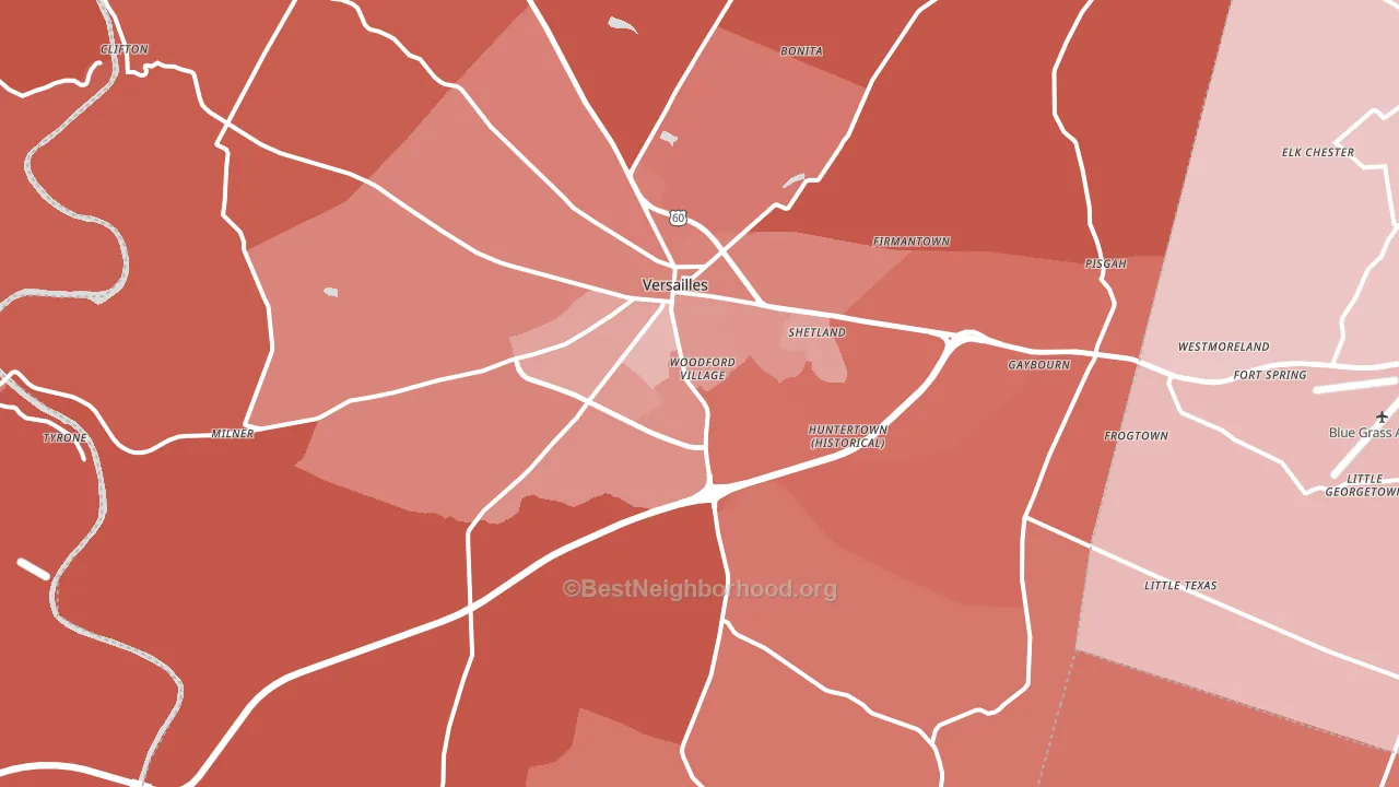 Versailles, KY block-group political-lean map