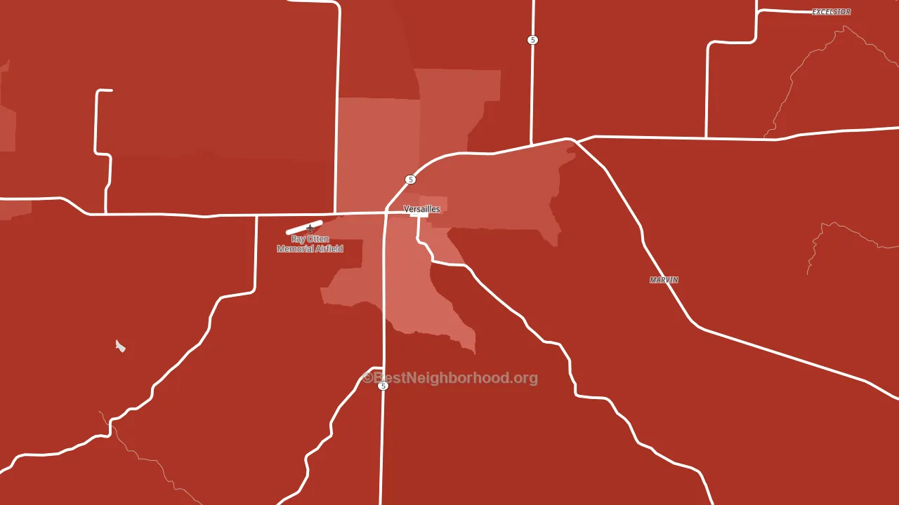 Versailles, MO block-group political-lean map