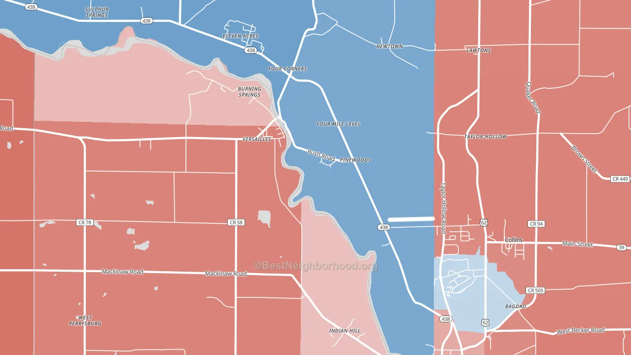 Versailles, NY block-group political-lean map