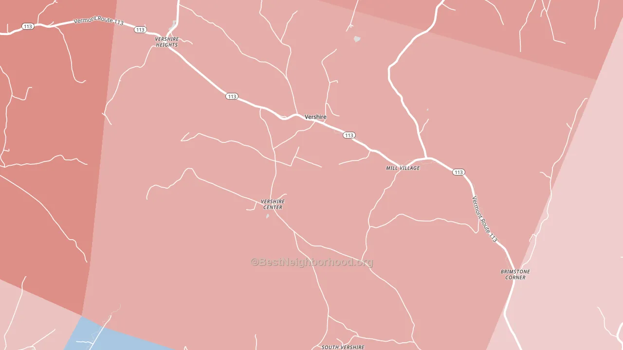 Vershire, VT block-group political-lean map