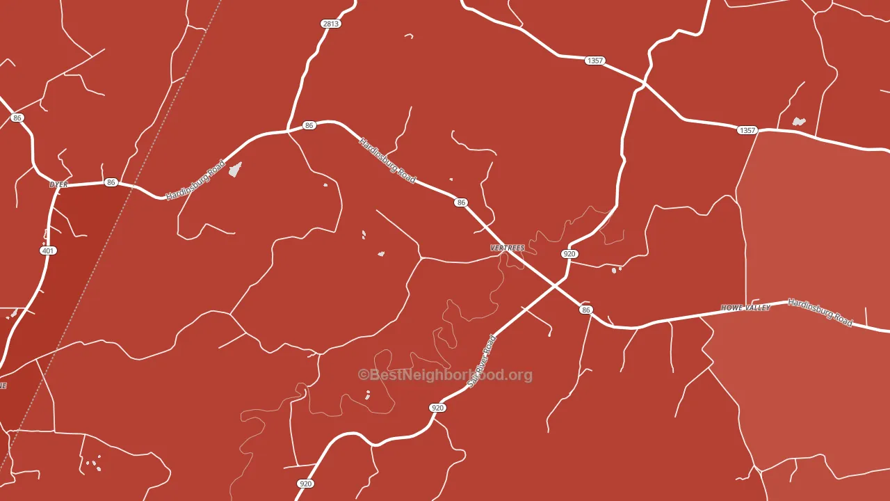 Vertrees, KY block-group political-lean map