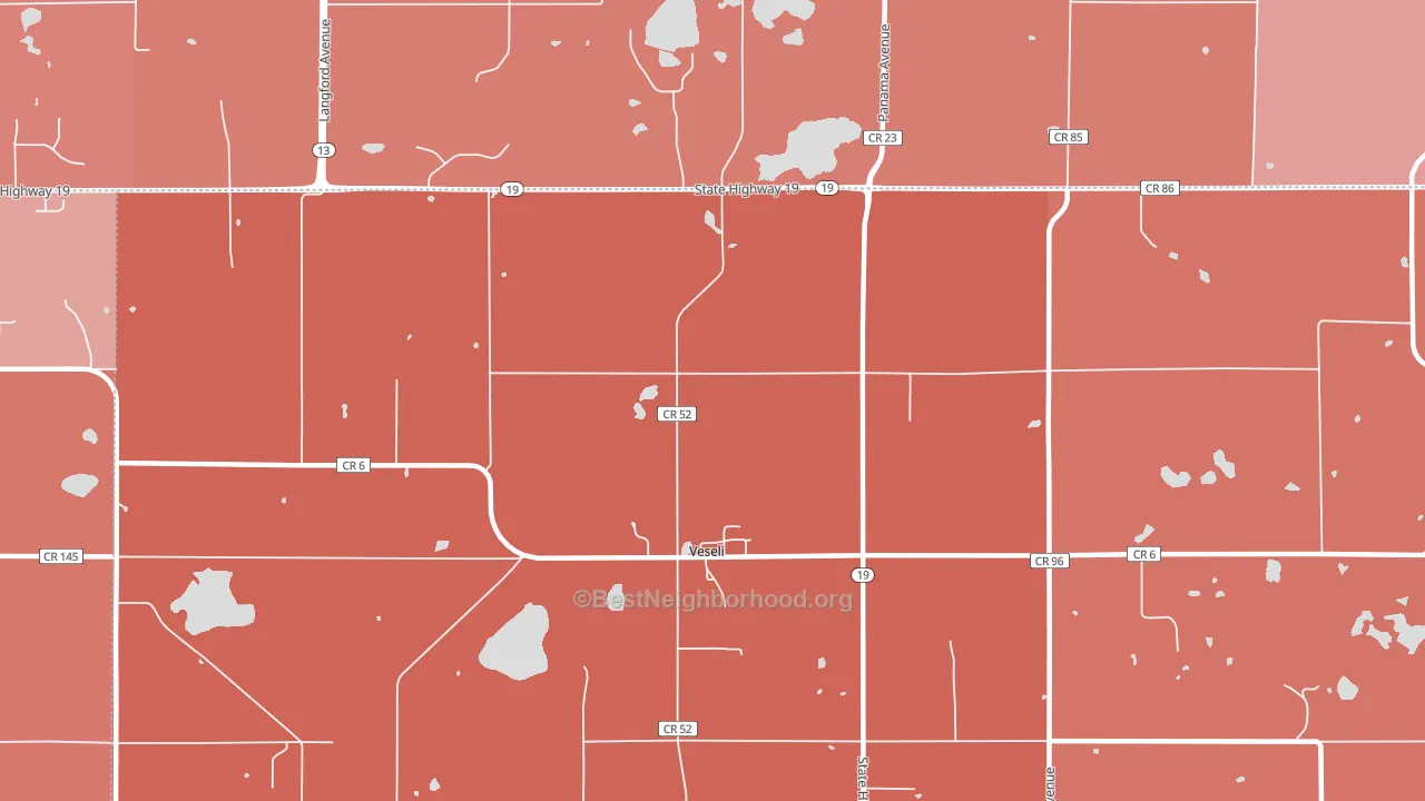 Veseli, MN block-group political-lean map