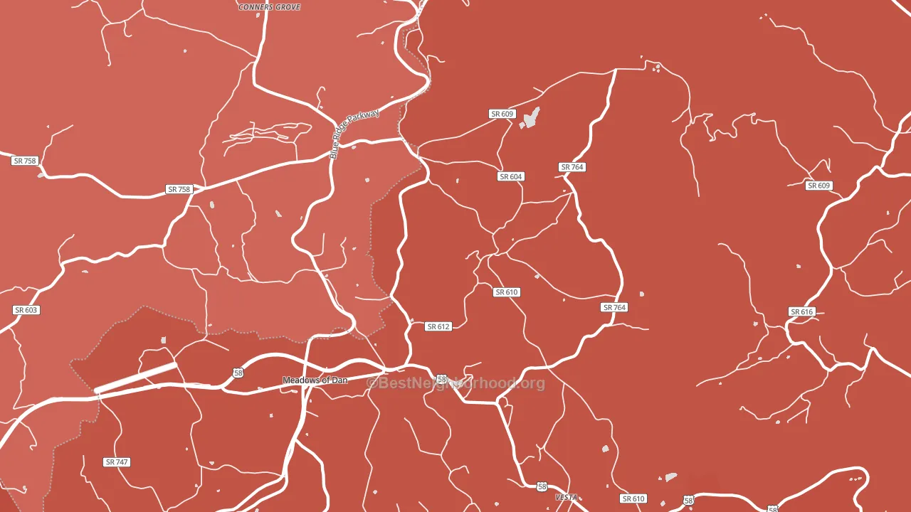 Vesta, VA block-group political-lean map