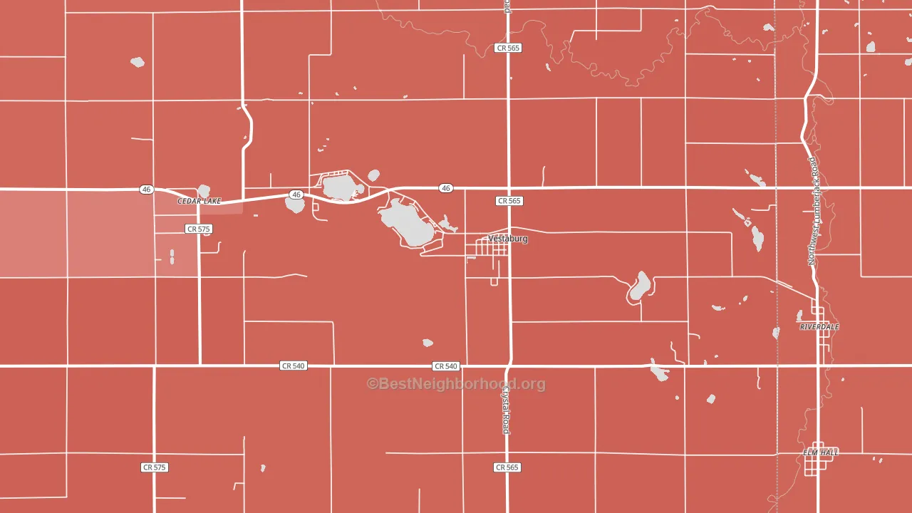 Vestaburg, MI block-group political-lean map