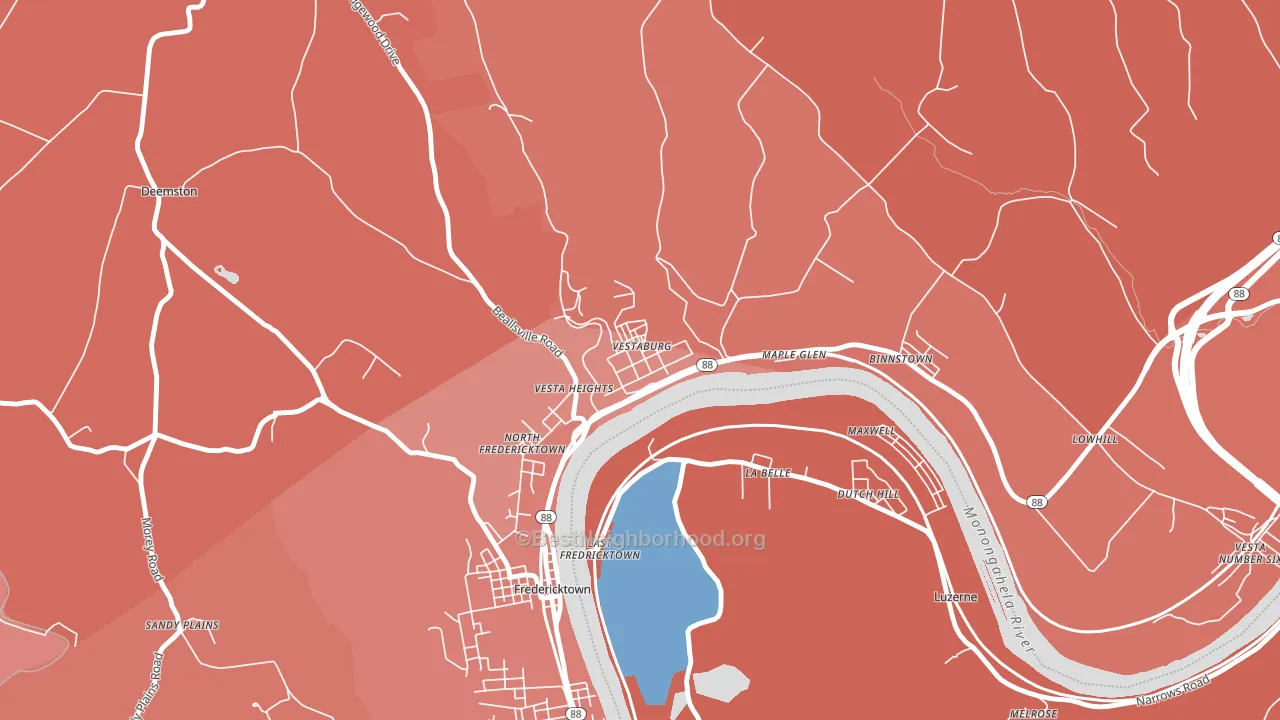 Vestaburg, PA block-group political-lean map
