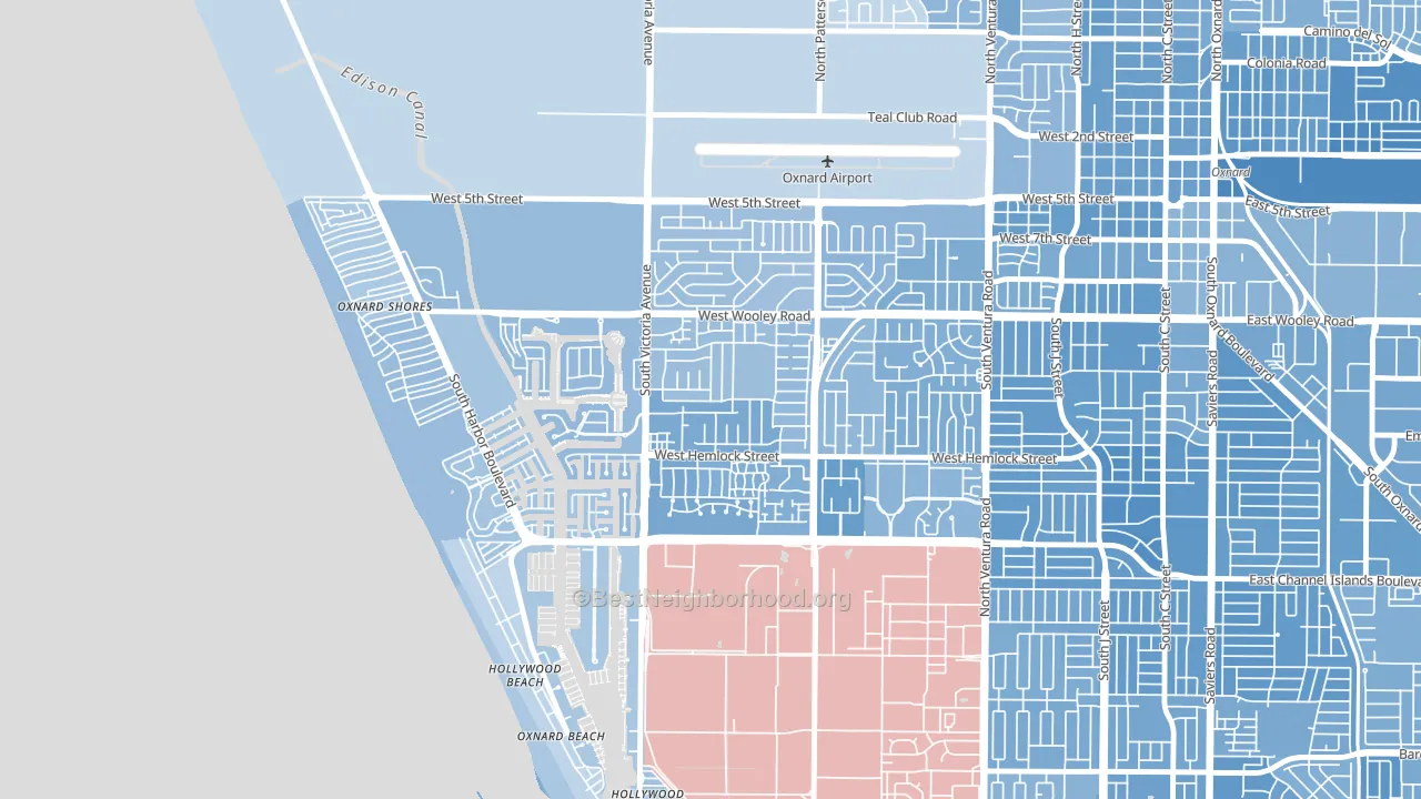 Via Marina, Oxnard, CA block-group political-lean map