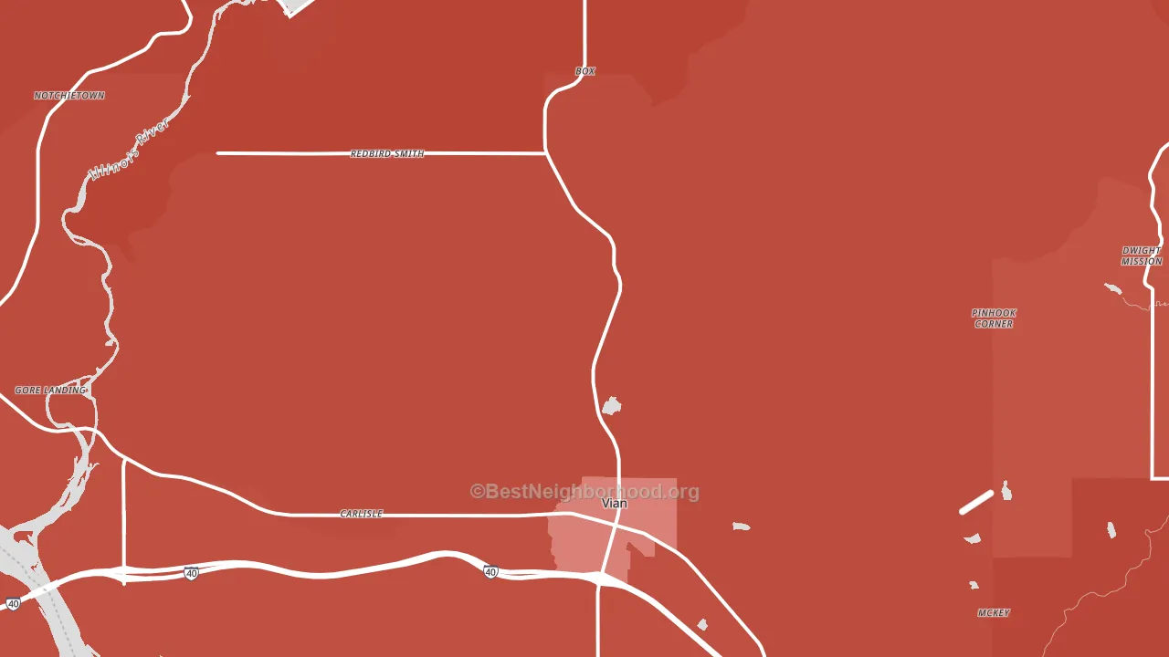 Vian, OK block-group political-lean map