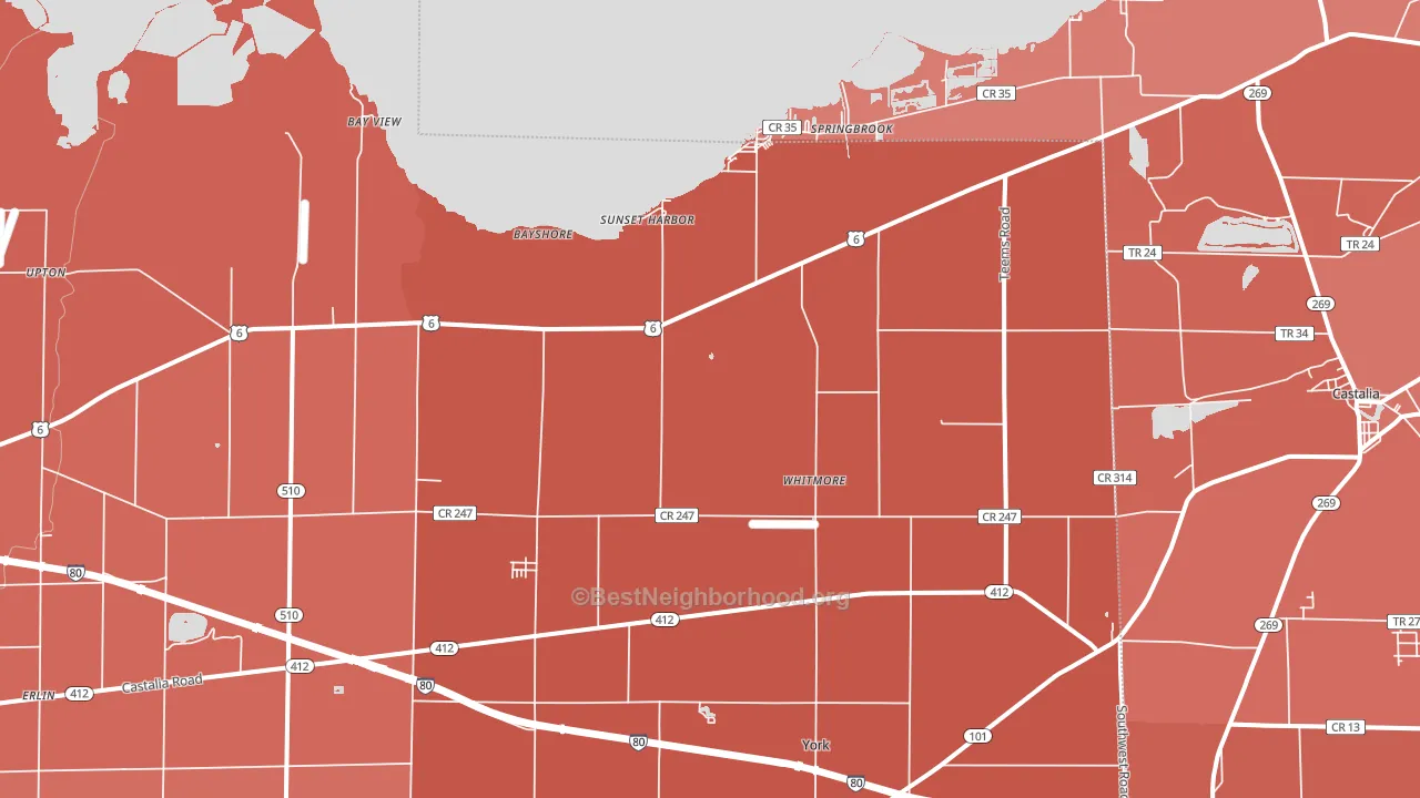 Vickery, OH block-group political-lean map