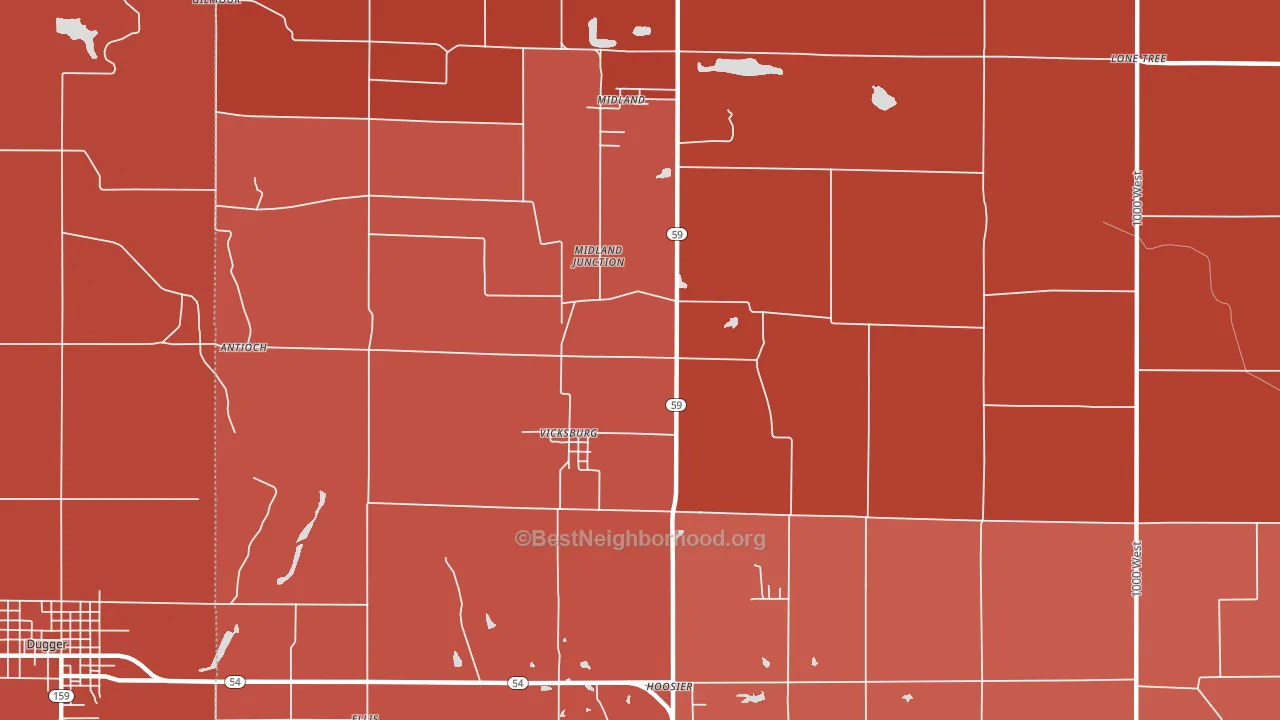 Vicksburg, IN block-group political-lean map