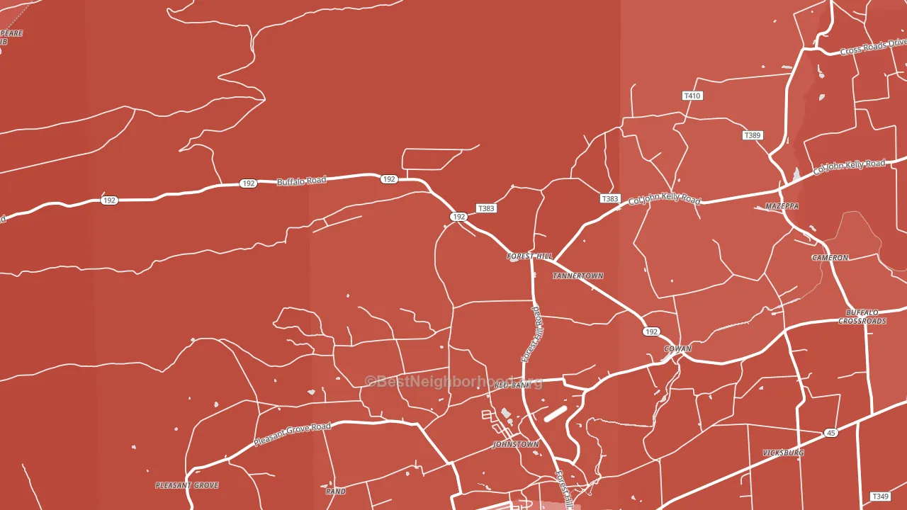 Vicksburg, PA block-group political-lean map