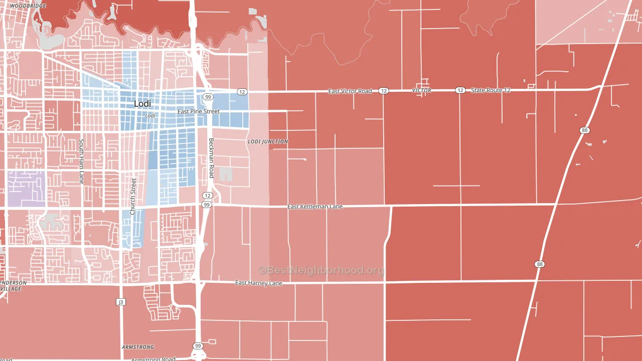 Victor, CA block-group political-lean map