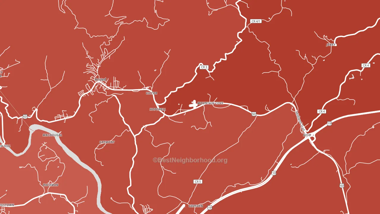 Victor, WV block-group political-lean map
