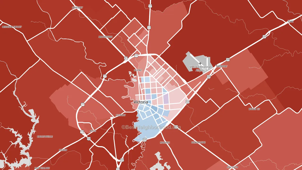 Victoria County, TX block-group political-lean map