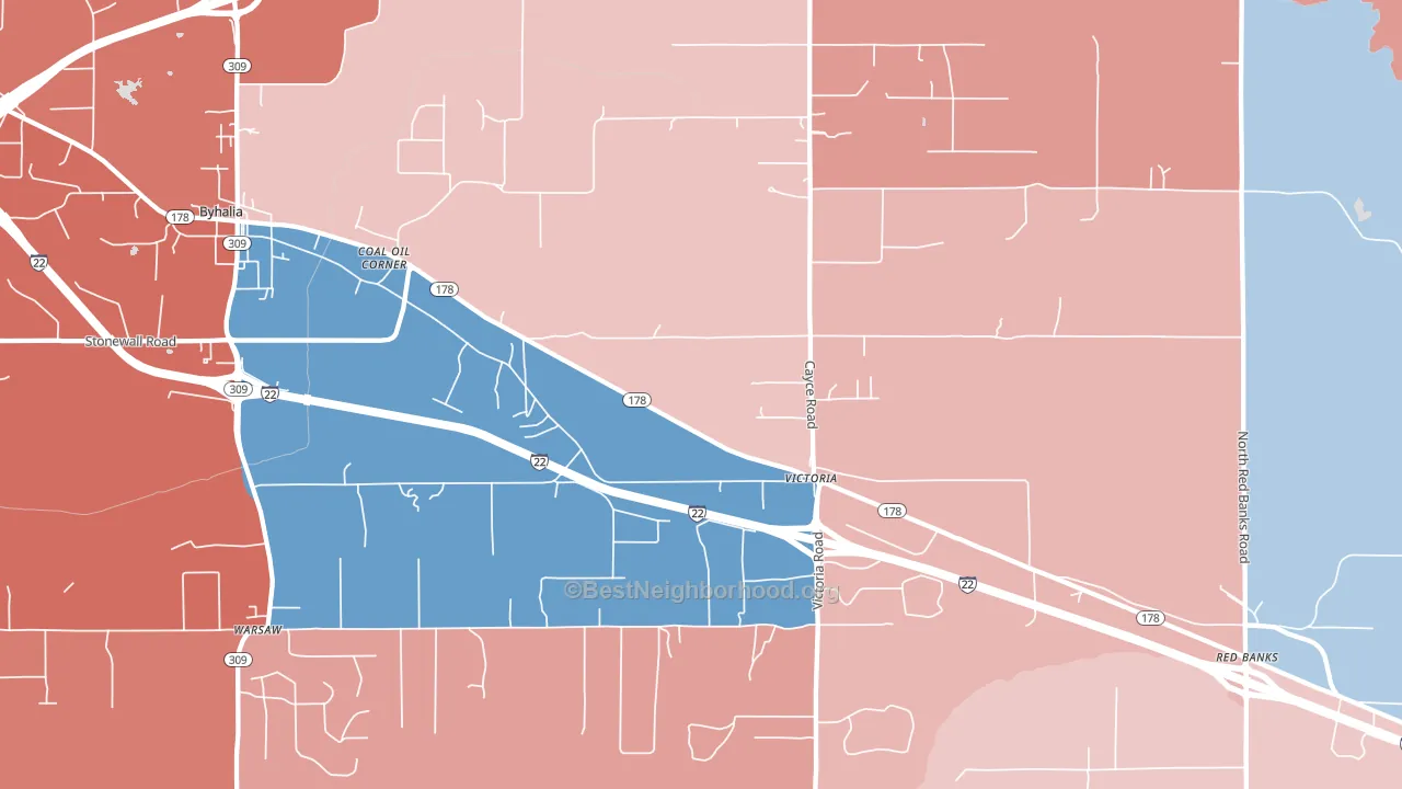 Victoria, MS block-group political-lean map
