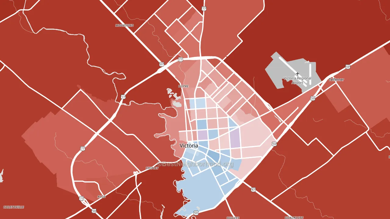 Victoria, TX block-group political-lean map