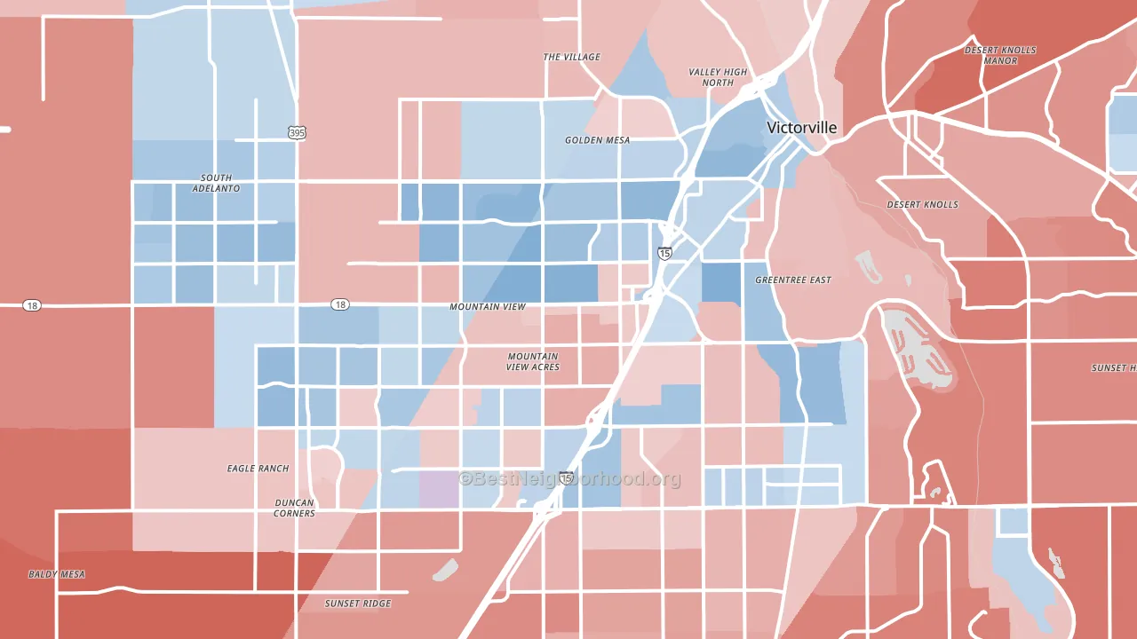 Victorville, CA block-group political-lean map