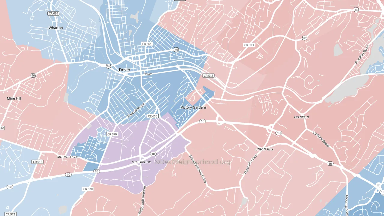 Victory Gardens, NJ block-group political-lean map