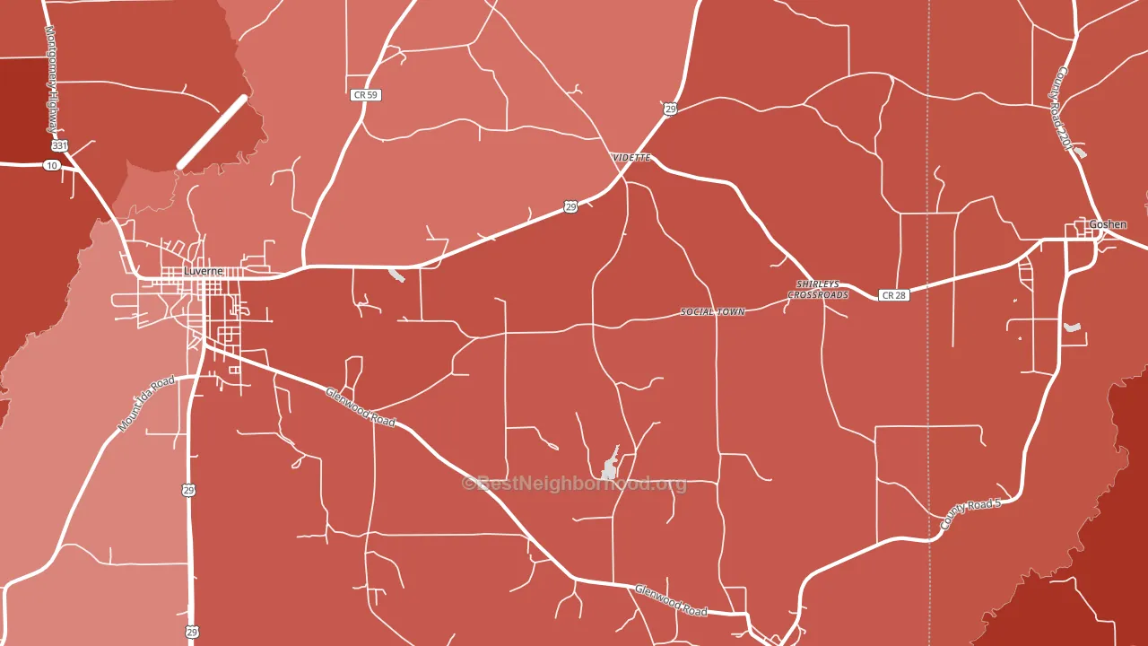 Vidette, AL block-group political-lean map