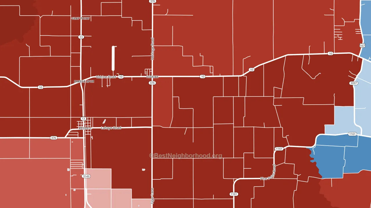 Vidrine, LA block-group political-lean map