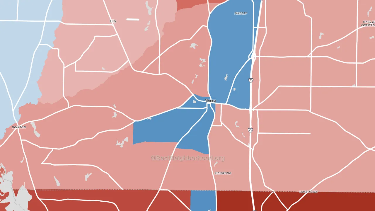 Vienna, GA block-group political-lean map
