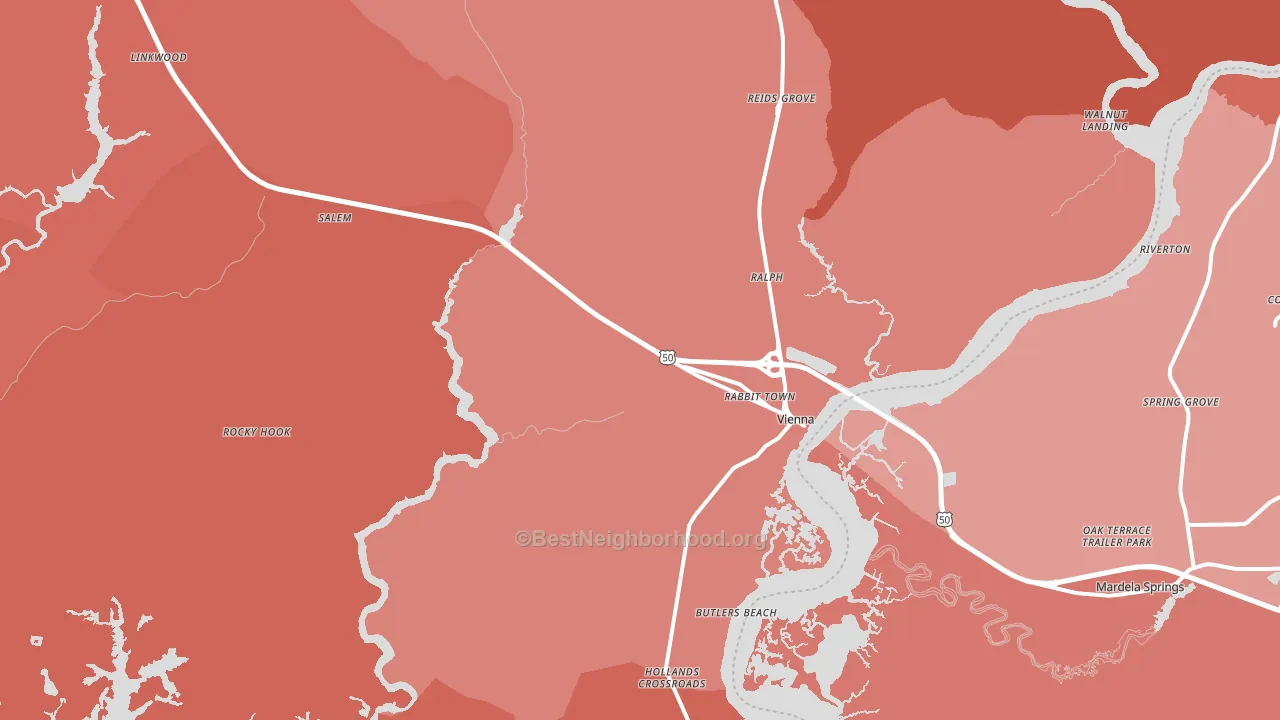 Vienna, MD block-group political-lean map