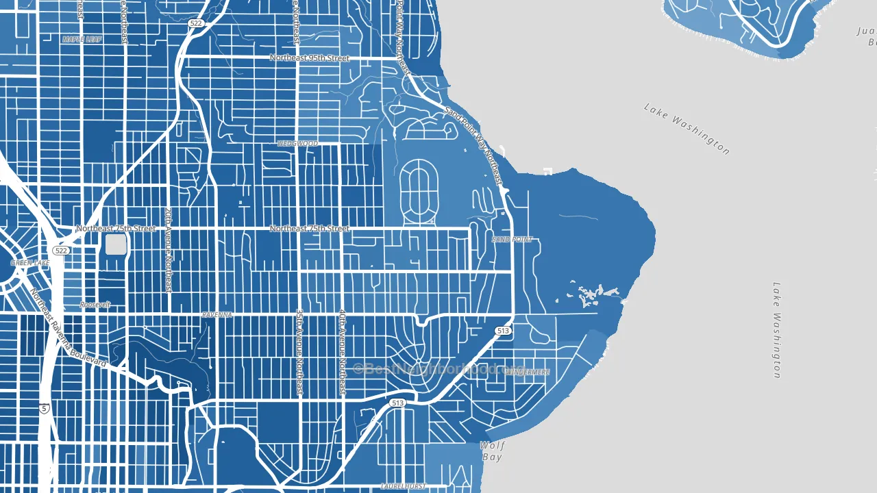 View Ridge, Seattle, WA block-group political-lean map