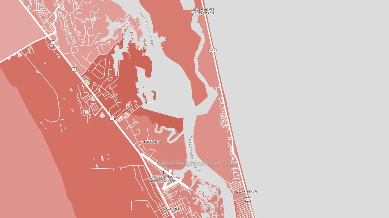 Vilano Beach, FL block-group political-lean map