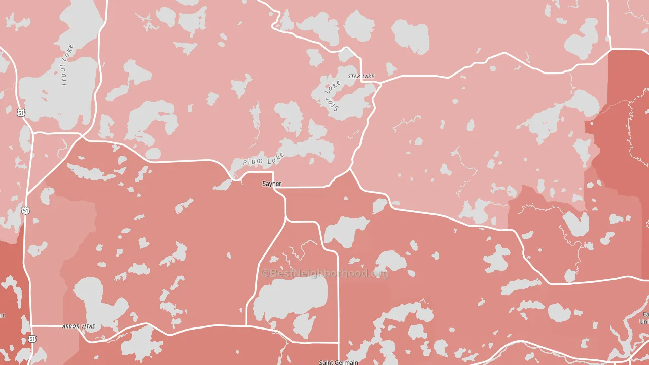 Vilas County, WI block-group political-lean map