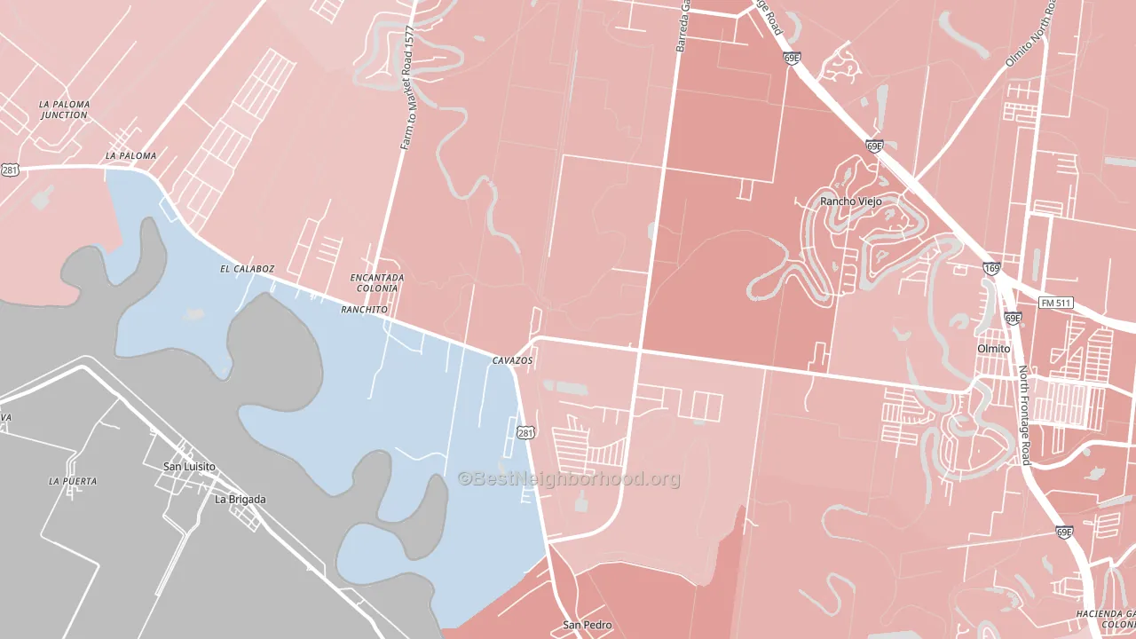 Villa Cavazos, TX block-group political-lean map
