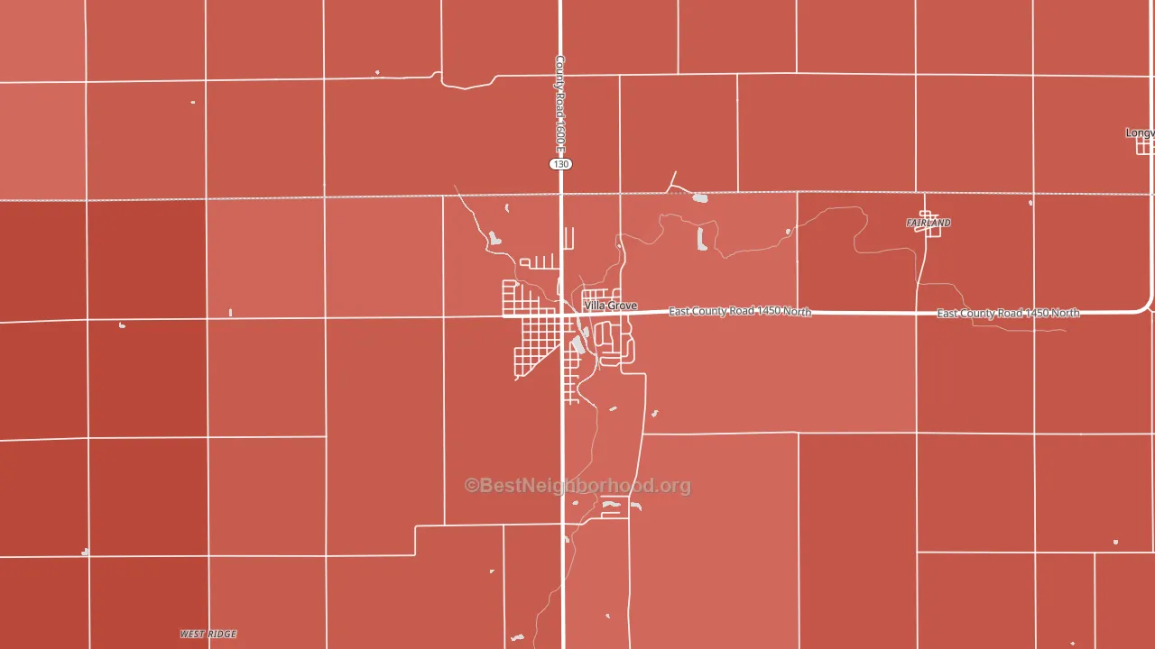 Villa Grove, IL block-group political-lean map