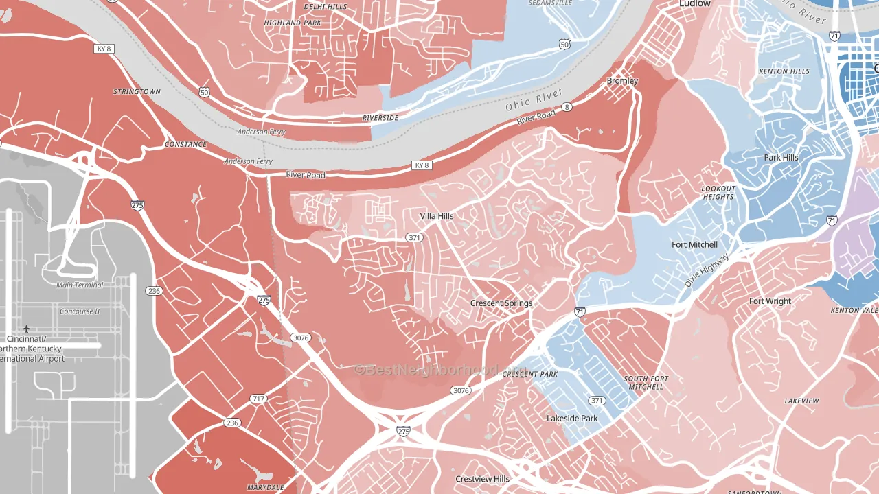Villa Hills, KY block-group political-lean map