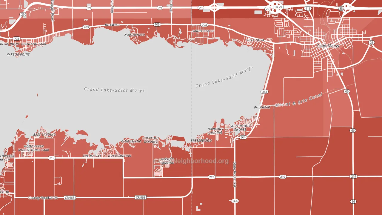 Villa Nova, OH block-group political-lean map