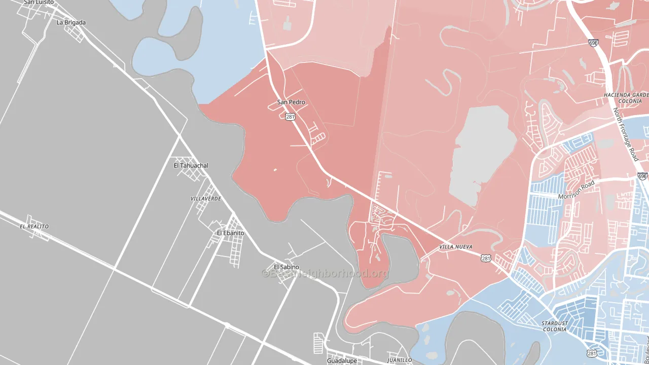 Villa Nueva, TX block-group political-lean map