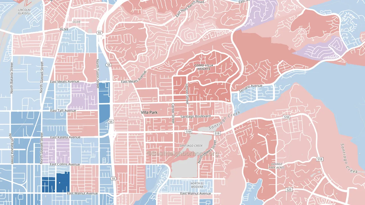 Villa Park, CA block-group political-lean map