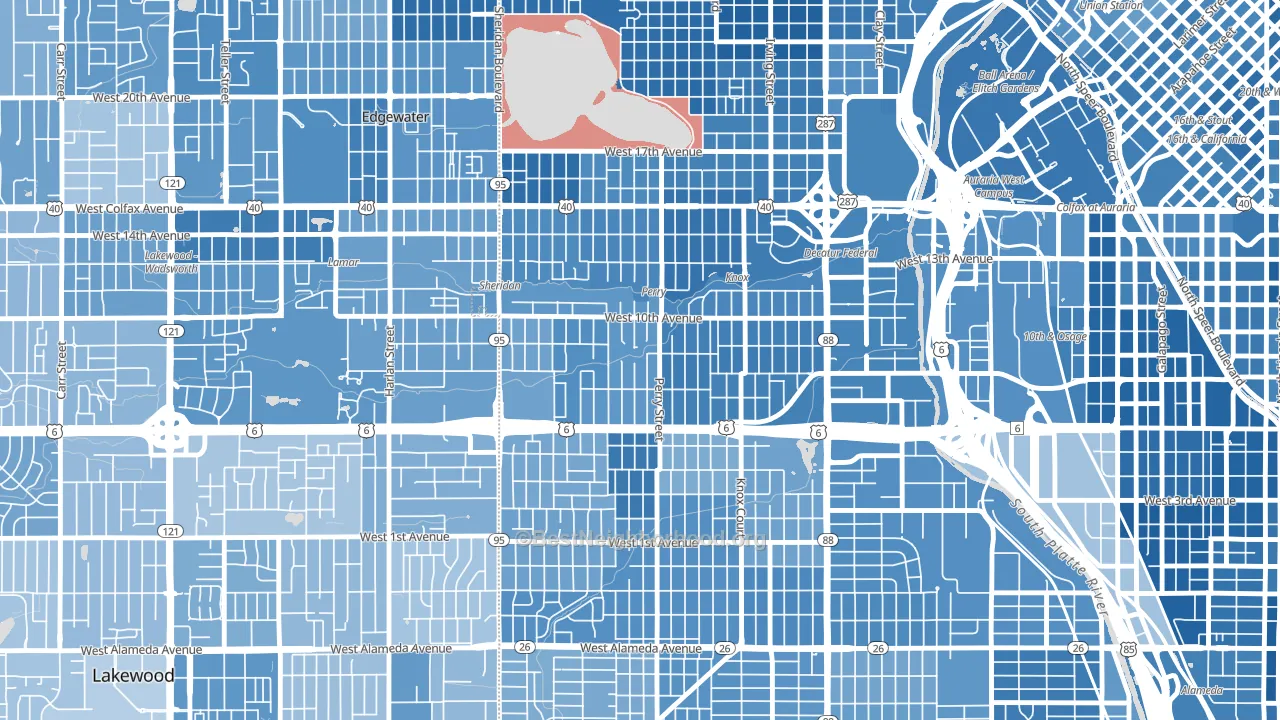 Villa Park, Denver, CO block-group political-lean map