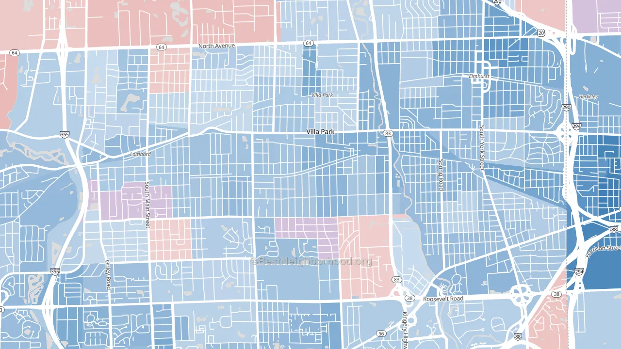 Villa Park, IL block-group political-lean map