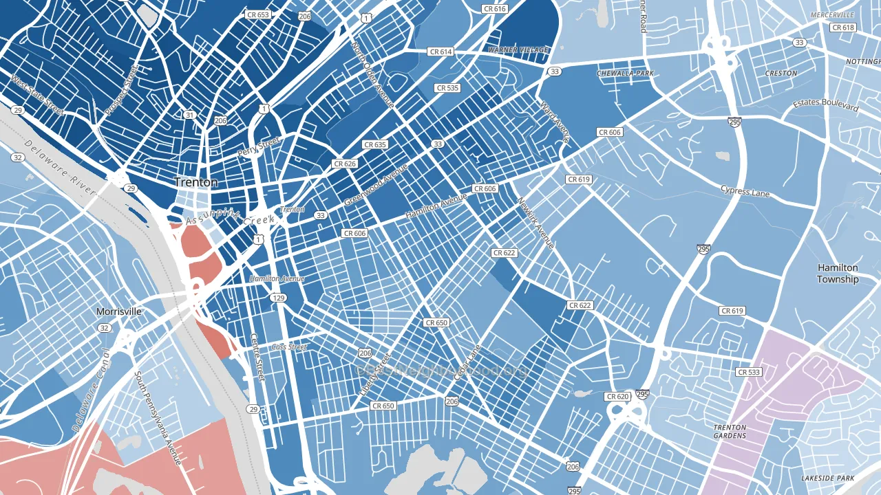 Villa Park, Trenton, NJ block-group political-lean map