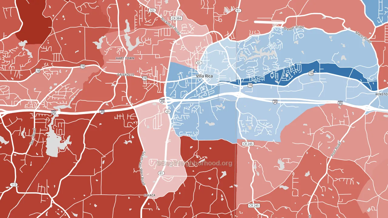 Villa Rica, GA block-group political-lean map