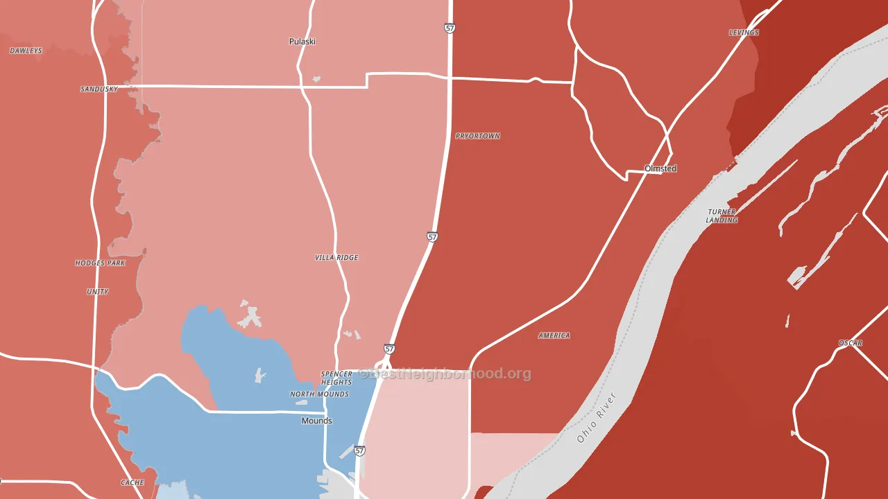 Villa Ridge, IL block-group political-lean map