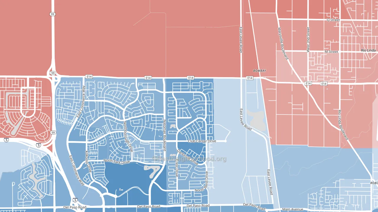 Village 11, Sacramento, CA block-group political-lean map