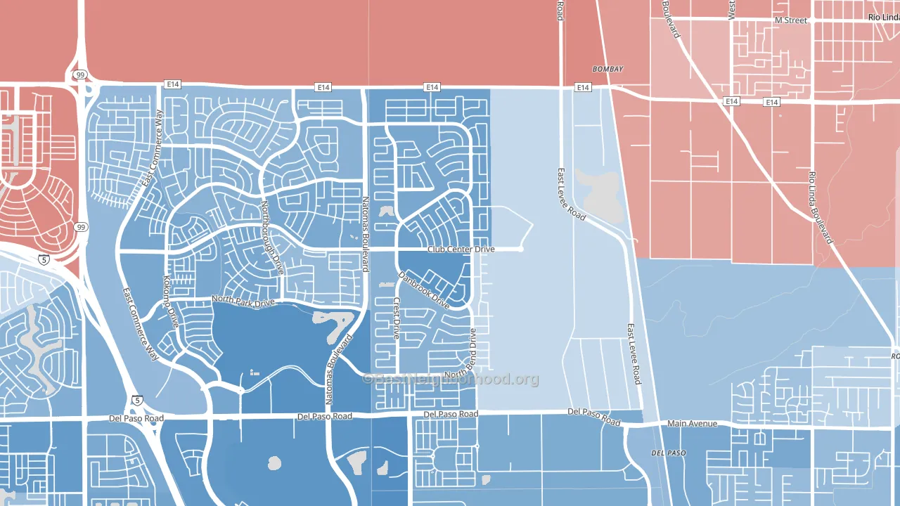 Village 12, Sacramento, CA block-group political-lean map