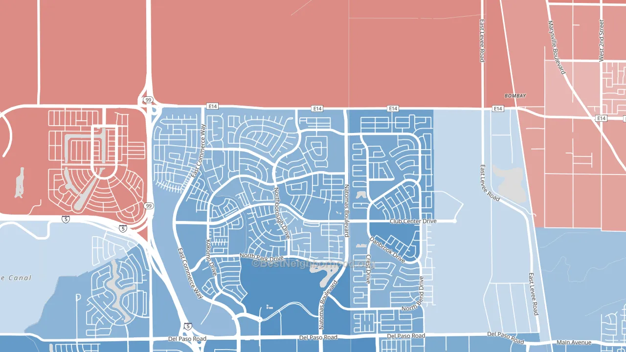 Village 9, Sacramento, CA block-group political-lean map