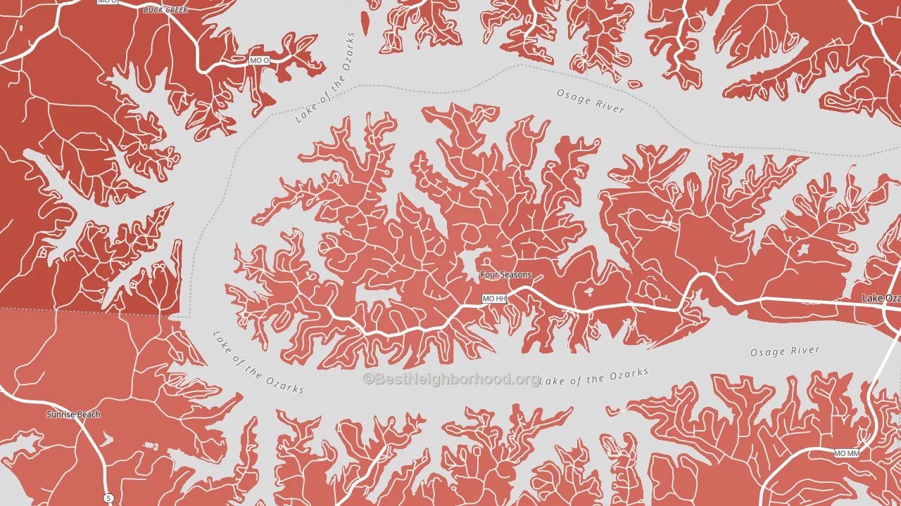 Village of Four Seasons, MO block-group political-lean map