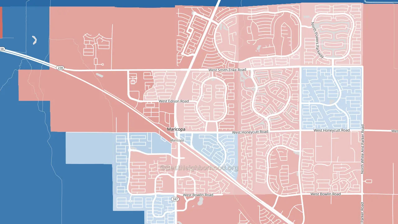 Villages at Rancho El Dorado, Silver Bell, AZ block-group political-lean map