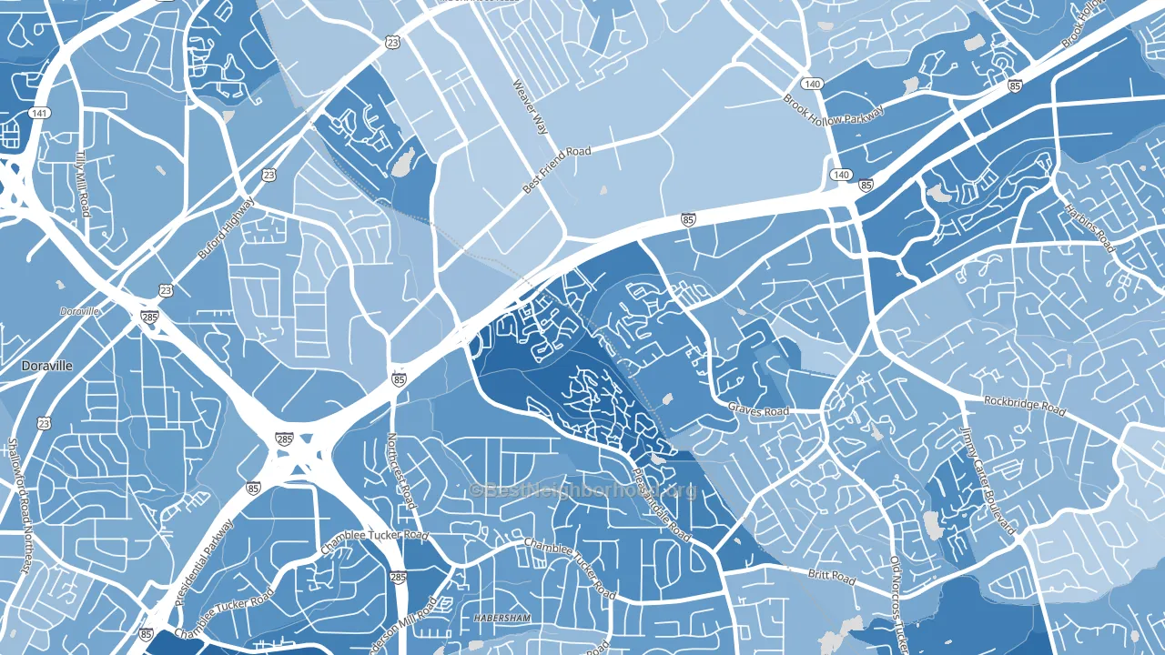 Villas at Norcross, Norcross, GA block-group political-lean map