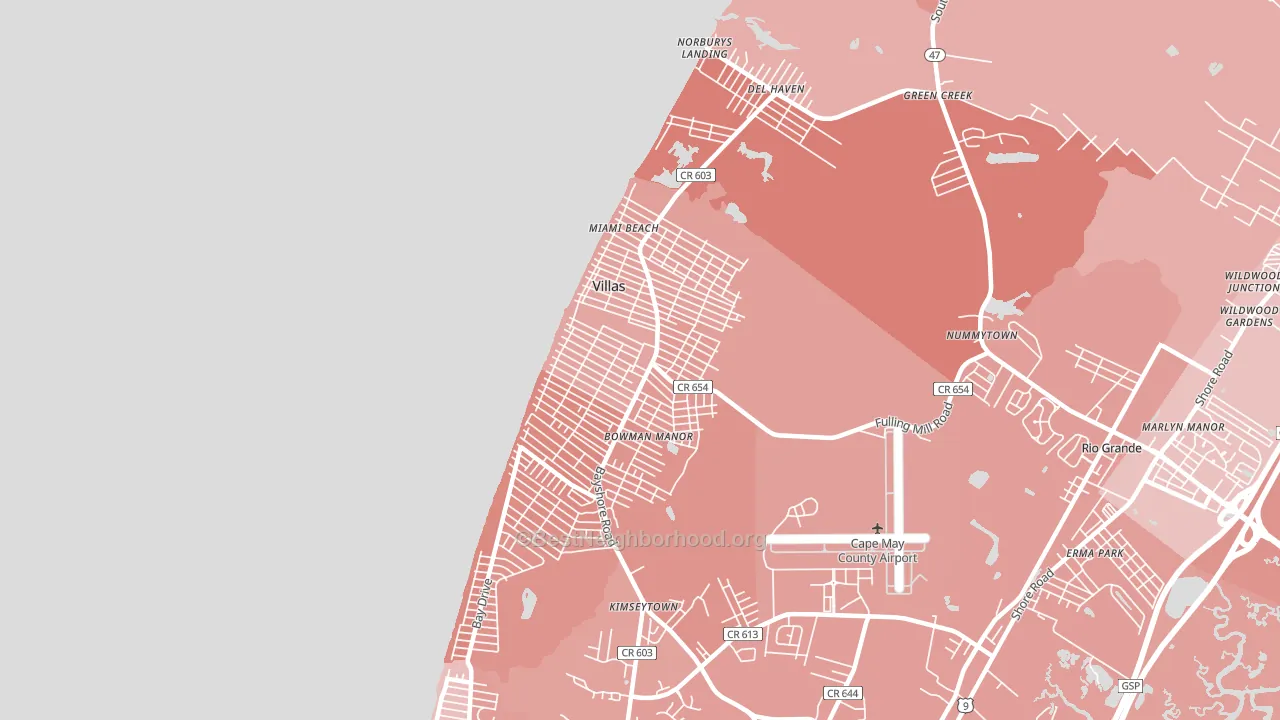 Villas, NJ block-group political-lean map