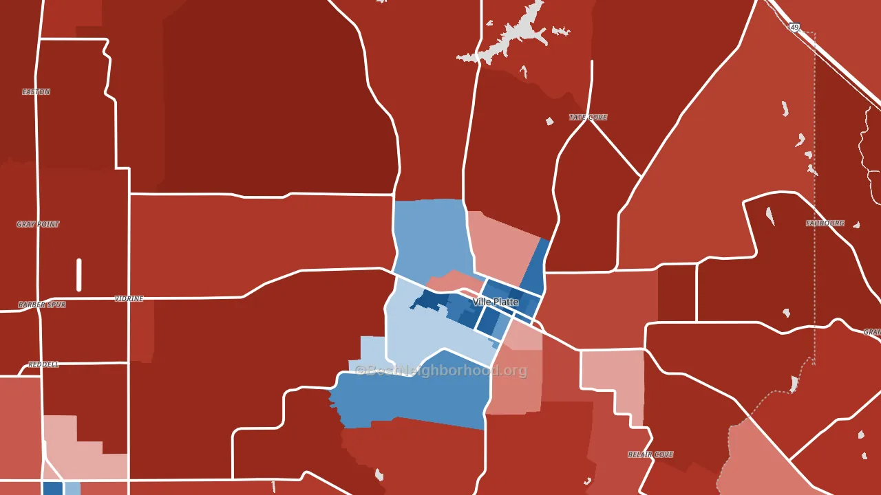 Ville Platte, LA block-group political-lean map